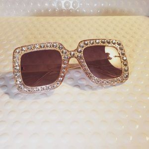 Rhinestone oversized sunglasses OS
